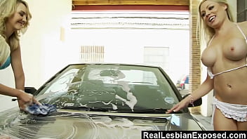Preview 2 of Sunny Leone Xvidieo Full - Wild Big Tit Lesbian Sex In A Car Wash