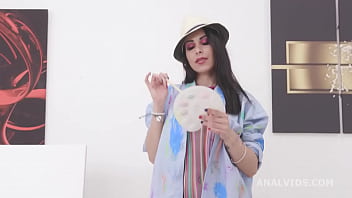 Preview 1 of India Girlfriend Xxx - She is a Fucking Painter,  Jessy Jey Paints Her Vision...with her ass,  DAP,  Gapes and Creampie with Swallow GL430