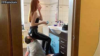 Preview 2 of Pinay Actress Heart Evangelista - Face-Chair For Goddess Kira In Latex Pants - Fullweight Facesitting and Ass Worship
