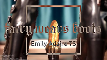 Preview 4 of Saxy Xxxx Vodeo - fairy wears boots - Emily Adaire TS trailer - holdups brunette german trans girl shemale sissy femboy pale shaved softcore
