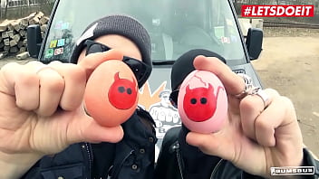 Preview 1 of England Sex 18 - BUMS BUS - Anny Aurora - Sexy Easter Bunny Fucks On The Van With Her Boyfriend