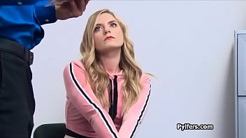 Preview 1 of Con Dom Use - Blonde suspect deep throats and fucks in the backoffice