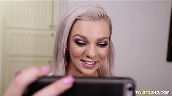 Preview 2 of Skype Ifa - Blonde girlfriend Ashley Adams has to watch how boyfriend cheats