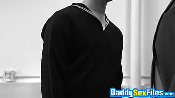 Preview 2 of Son Rapes Sister - Uniformed gay anal rides two massive dicks in police toilet