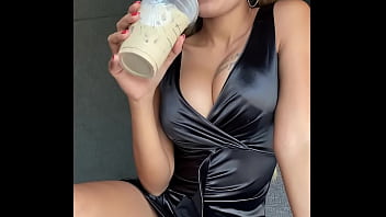 Preview 2 of Mom And Babu - Drinking coffee and masturbate in public toalete