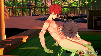 Preview 4 of Real Cctv Xxx Video - Fate Yaoi - Shirou &amp_ Sieg Having Sex in a Onsen. Blowjob and Bareback Anal with creampie and cums in his mouth 1/2
