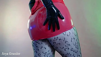 Preview 1 of Real Incest Video S - Latex gloves fetish video,  lace black pantyhose,  rubber skirt,  sexy milf Arya Grander