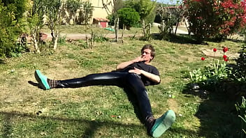 Preview 1 of Fitness Spandex - Fun play outdoor with leather pants