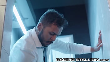 Preview 3 of Adonis Uncut - RagingStallion - Office Hunks Fuck Raw In Work Bathroom