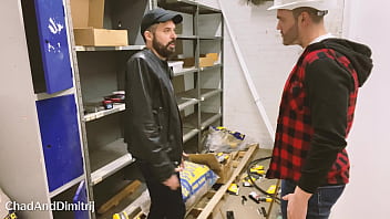 Preview 1 of Mom Slepeg - builder rough breeds my hole raw after catching me stealing from his storage closet