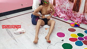 Preview 3 of Mom Fuck Son Boyfriends - Holi special: Indian Priya had great fun with step brother on Holi occasion