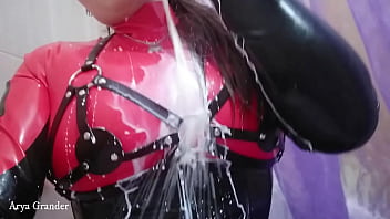 Preview 2 of Small Porn Unlock - Latex and milk video selfie (Arya Grander)