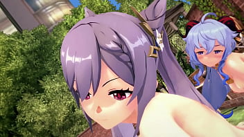 Preview 4 of Aged She - MMD R18 Genshin impact Keqing Hutao Ganyu Sexy Dance Heart