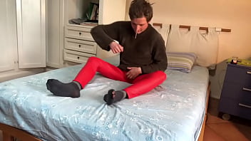 Preview 1 of Sunny Leone Xxx Toilet Rings - Fetish with red leather pants