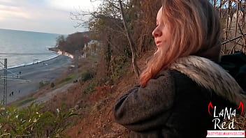 Preview 1 of Com Adolescente - Slut Sucked Stranger&#039_s Big Dick at Sunset by the Sea and Swallowed Cum - Treason on Outdoor - Lana Red
