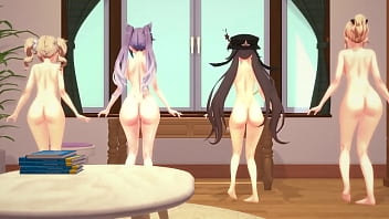 Preview 1 of Rachael Mom Pov - MMD R18 G e n s  h i n 1 m p a c t Barbara Keqing Hutao Jean Sexy Dance Ghost Dance