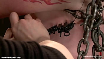 Preview 3 of Steal Bathroom - Chained blindfolded slave gets caned