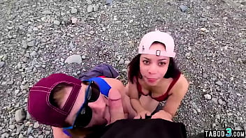 Preview 3 of Claudia Gurke - Teen Lana Mars sharing stepdads big cock outdoor with MILF