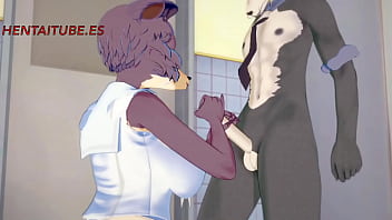 Preview 2 of Young Cildren - Beastars Furry Yiff Hentai - Legosi x Juno Jerk off,  Boobjob and Anal with cum in her Tits and Ass