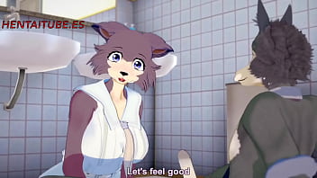 Preview 1 of Young Cildren - Beastars Furry Yiff Hentai - Legosi x Juno Jerk off,  Boobjob and Anal with cum in her Tits and Ass