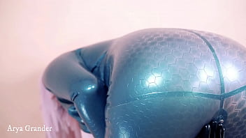 Preview 3 of Realyking - Hot texturized latex rubber catsuit,  curvy MILF Arya Grander,  high quality free fetish video