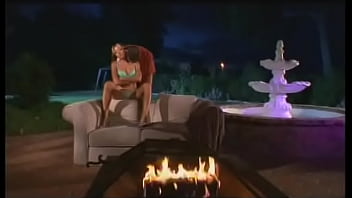 Preview 1 of King Of Fighters Mai Shiranui - Horny broad-shouldered knuckle dragger banges cute Asian itsy bitsy chick Keeani Lei near the fountain one summer night