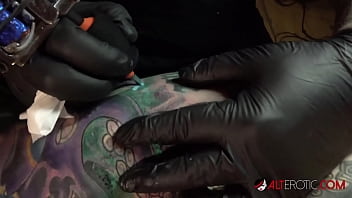 Preview 4 of Sex Tourisut - Marie Bossette gets a painful tattoo on her leg