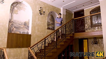 Preview 2 of Aleta Osenz - MATURE4K. Brunette mature has sex with stepson who caught her masturbating