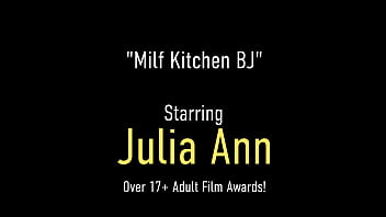 Preview 1 of Norway Ibu Bmw - Wild POV! Busty Cougar Julia Ann Sucks On Big Sausage In The Kitchen!