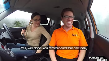 Preview 2 of Boy Girl Sexy F Video - Public euro doggystyled in car before jerking
