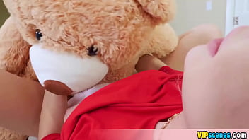 Preview 4 of X Africn Com - Cute blonde petite GF needs cock so she fucks her teddy bear real quick
