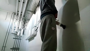 Preview 2 of Porno Tukid - Fleshlight QuickShot with Shower Mount on boiler room door gets fucked and filled with cum by m4rkus77