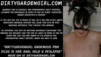 Preview 1 of Donkye Xxx - Dirtygardengirl enormous pink dildo in her anal hole &amp_ prolapse