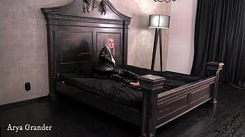 Preview 1 of Samal Xxnx - Arya Grander in Black Latex Rubber Catsuit Fetish Video 4k