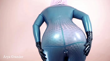 Preview 1 of Xxx Indian Sax - Latex Rubber Catsuit CloseUp Shiny Fetish Clothes,  model Arya Grander
