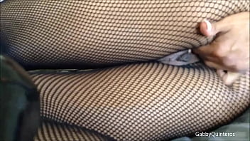 Preview 4 of Aged Sec - Gabby Quinteros In Fishnets Dildo Fucks Her Mature Trimmed Twat!