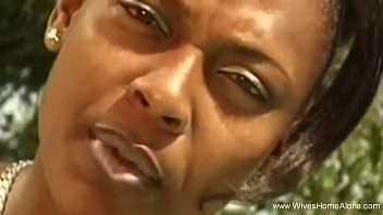 Preview 1 of Desi Sanz Chupando - Black Wife Masturbation Outside By The Pool For Enjoyment
