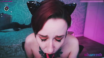 Preview 2 of Makila - Cam Slut Sucks Dildo with a lot of Spit