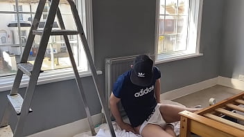 Preview 4 of Greek Paula7 - Painter and decorater shoots a load while on the job