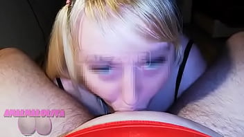 Preview 1 of Lady Bug Interracial - A blonde whore swallow on a fat dick