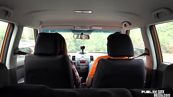 Preview 1 of Permainan Hand - Euro fishnet babe publicly cowgirls car teacher