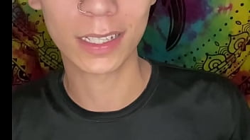 Preview 1 of Masukin Kontol Kuda - Jordy the twink give us his cream ,  touch his little wet asshole and jerk him self with a sweet load of cream