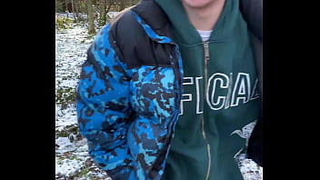 Preview 4 of Xxx Swallowing Vids - Sledding day turns into Extreme cum play day with massively HUNG Local Lad This is So cute- his Just turned 18