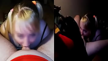 Preview 2 of Hideen Real - Blonde whore is destroying her throat with a fat dick