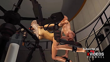 Preview 4 of Xnxx Schoole - BDSM club. Hot sexy ball gagged blonde in restraints gets fucked hard by crazy midget in the lab