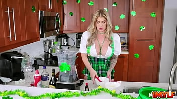 Preview 1 of High Speed Fucking With Aletta - Busty MILF Dames prepping for a delicious shamrock milkshake for Peter Green