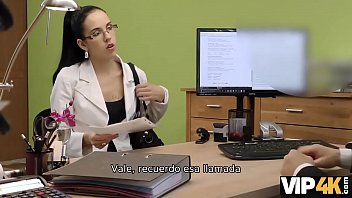 Preview 1 of Indian Boy Fucking Foreign - VIP4K. Morena de pechos tatuados se convierte en puta en la oficina de pr&eacute_stamos