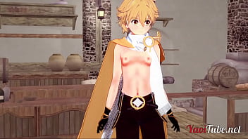 Preview 1 of Sex Filing Shooting - Genshin Impact Yaoi - Venti makes Aether his own in the canteen with crempie