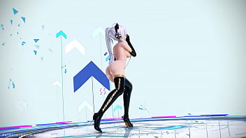Preview 2 of Body Paint Soccer Girls Tube - mmd H A K U Black Suit P a r a d i n h a (Anitta)