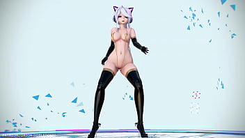 Preview 4 of Body Paint Soccer Girls Tube - mmd H A K U Black Suit P a r a d i n h a (Anitta)